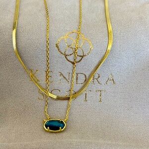 Kendra Scott layered necklaces with aqua stone